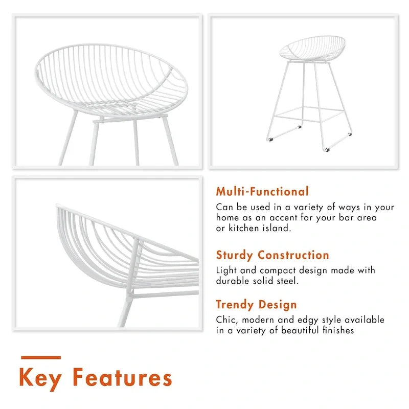 CosmoLiving by Cosmopolitan Ellis 24-Inch Metal Counter Height Bar Stool 27