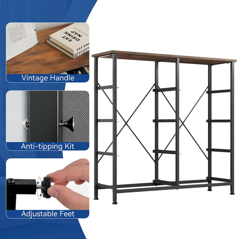 Moasis Rustic Wood-Style Bedroom Dresser with Metal Frame and Wooden Surface 8