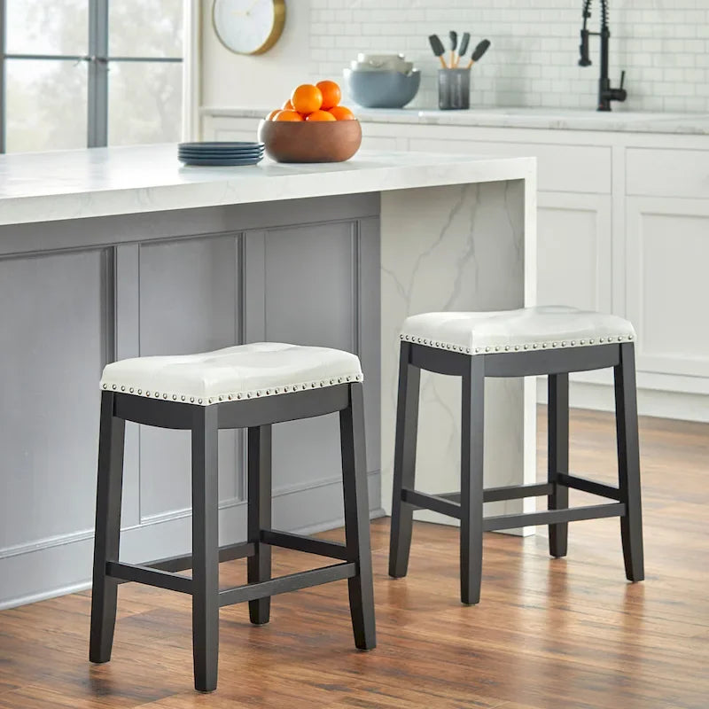 Simple Living Lonnie Set of 2 Padded 29-Inch Bar Height Saddle Stools
