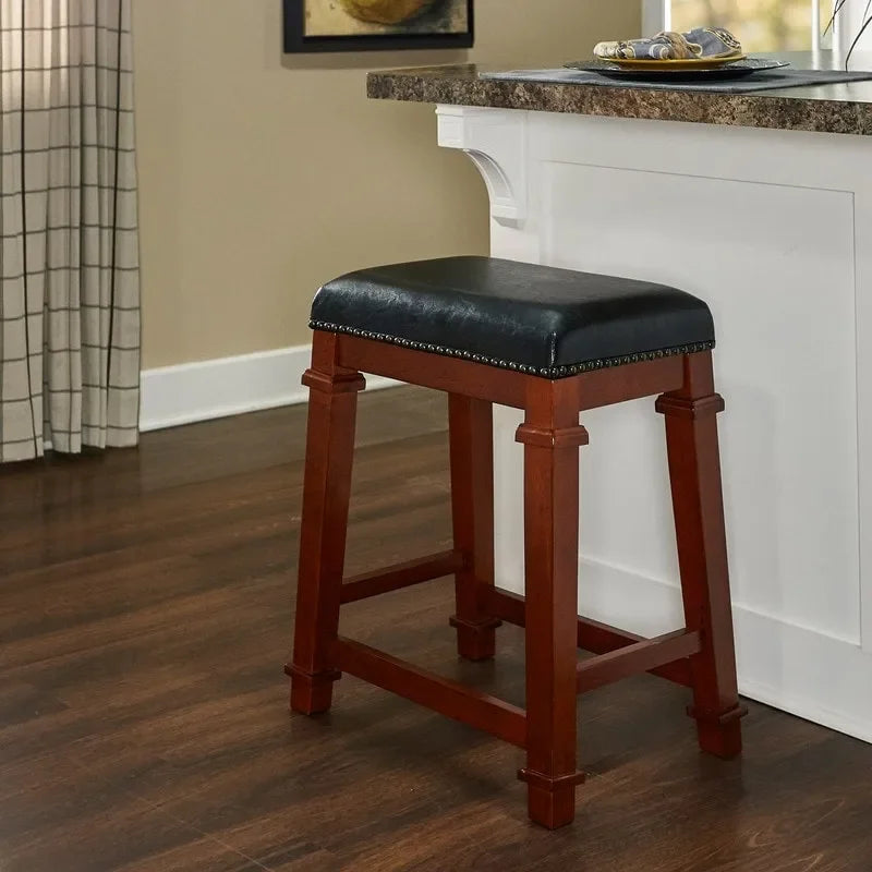 Linon Willamette 24.98-inch Backless Counter Stool in Faux Leather
