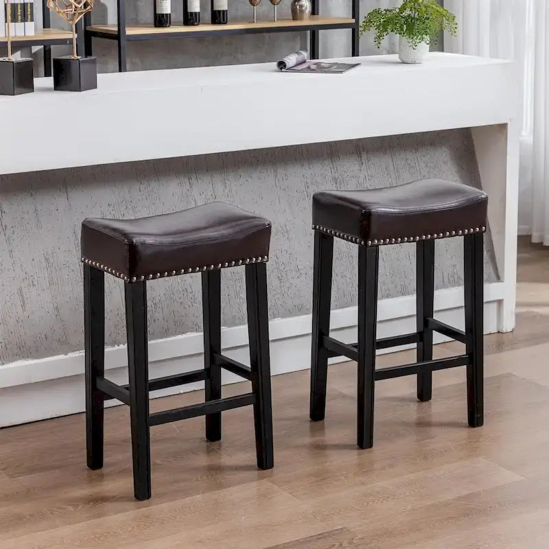 29-Inch Backless Faux Leather Bar Stools for Kitchen Counter - Farmhouse Style Island Chairs 22