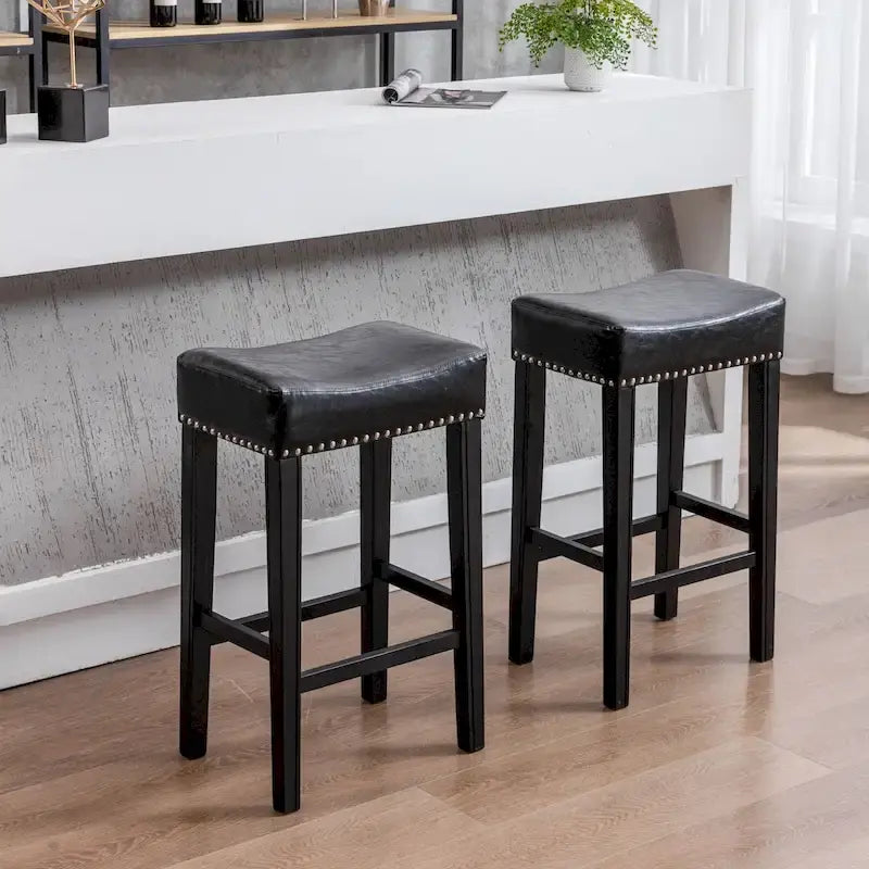 29-Inch Backless Faux Leather Bar Stools for Kitchen Counter - Farmhouse Style Island Chairs 24