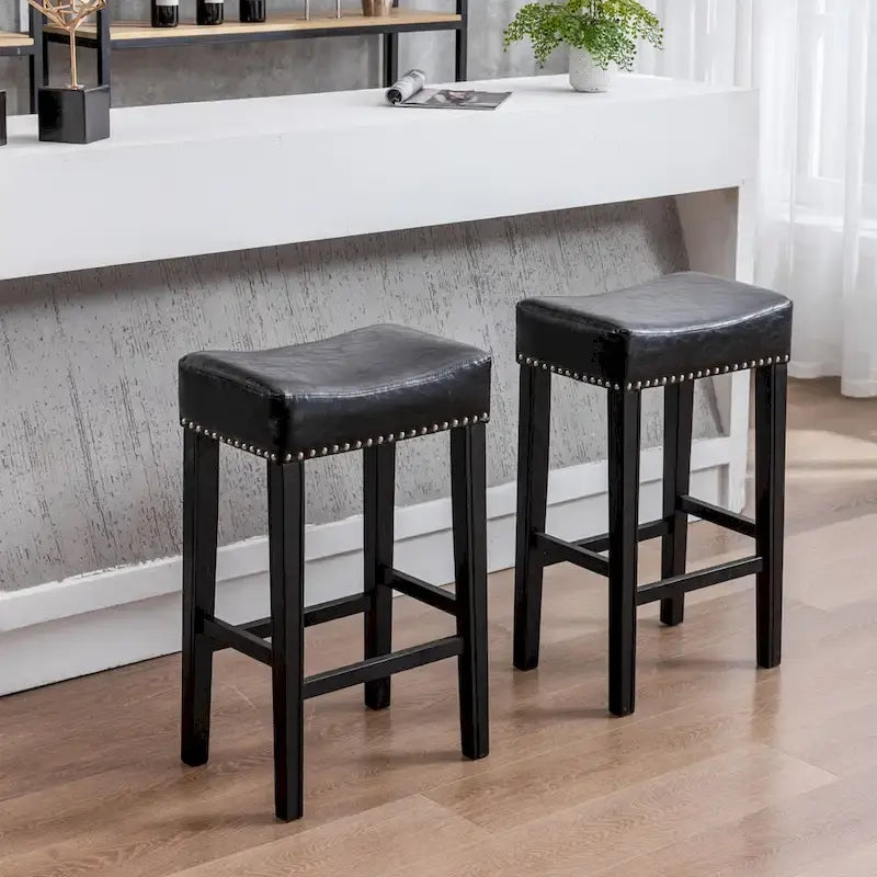 29-Inch Backless Faux Leather Bar Stools for Kitchen Counter - Farmhouse Style Island Chairs 1