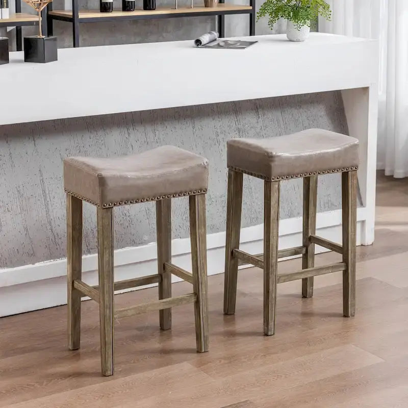 29-Inch Backless Faux Leather Bar Stools for Kitchen Counter - Farmhouse Style Island Chairs 2