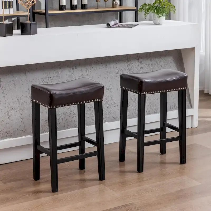 29-Inch Backless Faux Leather Bar Stools for Kitchen Counter - Farmhouse Style Island Chairs 3