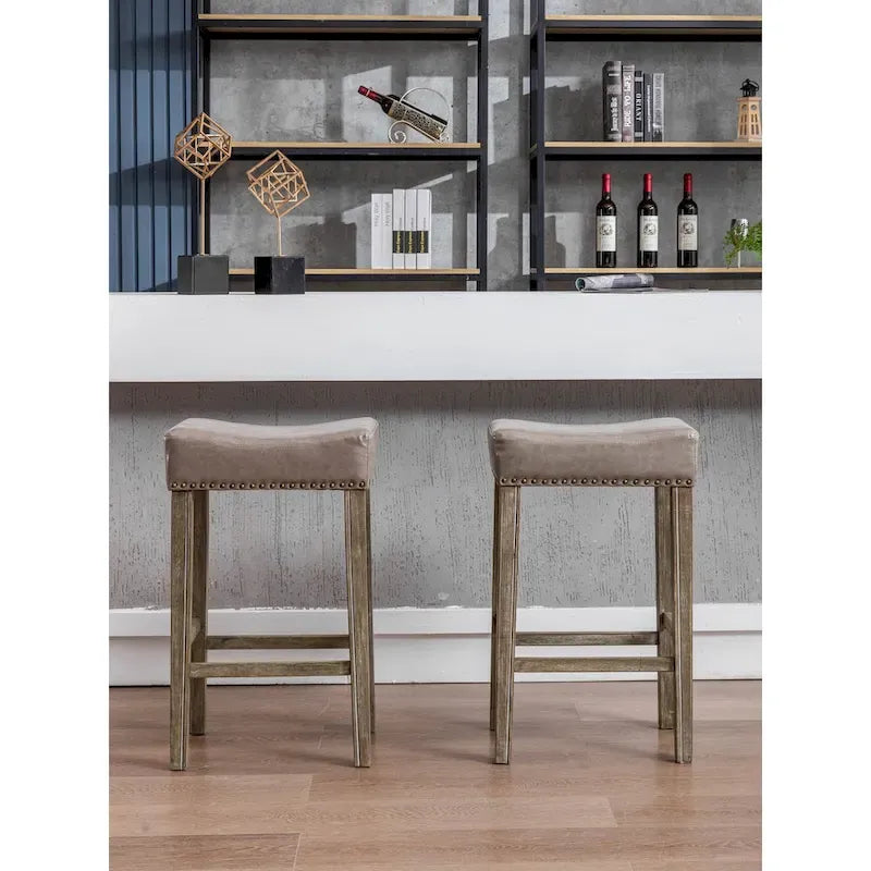29-Inch Backless Faux Leather Bar Stools for Kitchen Counter - Farmhouse Style Island Chairs 4