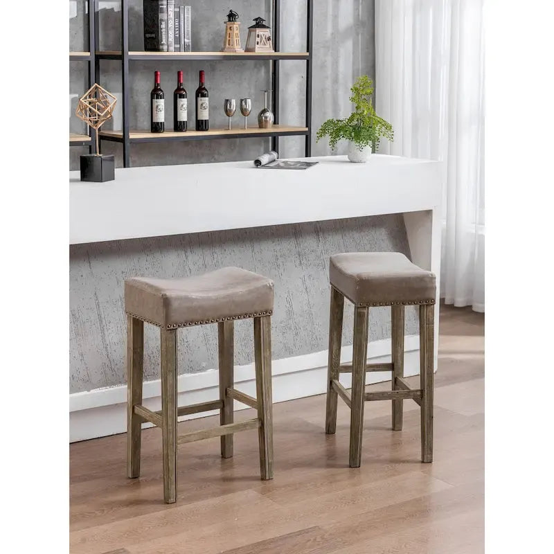 29-Inch Backless Faux Leather Bar Stools for Kitchen Counter - Farmhouse Style Island Chairs 5