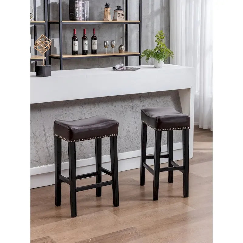 29-Inch Backless Faux Leather Bar Stools for Kitchen Counter - Farmhouse Style Island Chairs 11