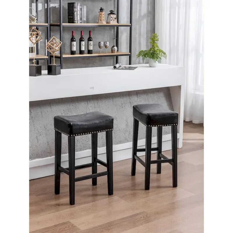 29-Inch Backless Faux Leather Bar Stools for Kitchen Counter - Farmhouse Style Island Chairs 16
