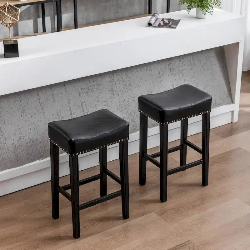 29-Inch Backless Faux Leather Bar Stools for Kitchen Counter - Farmhouse Style Island Chairs 17
