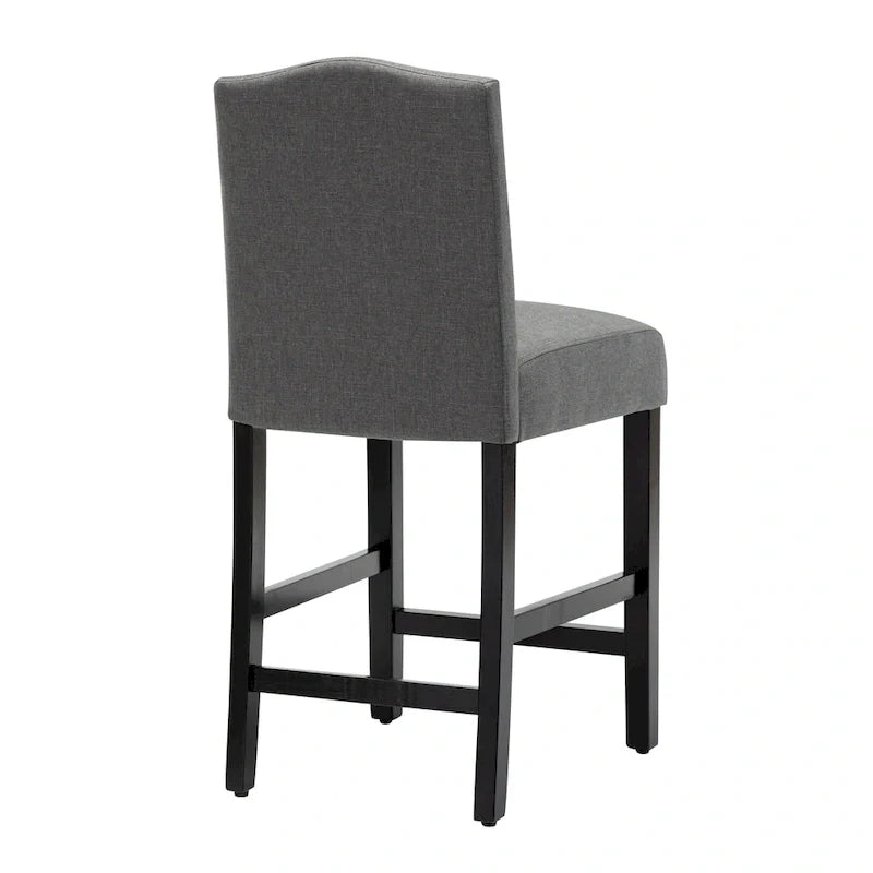 Set of 2 Counter Height Bar Stools with Back - 24-Inch Fabric Upholstered Design and Nailhead Trim 10