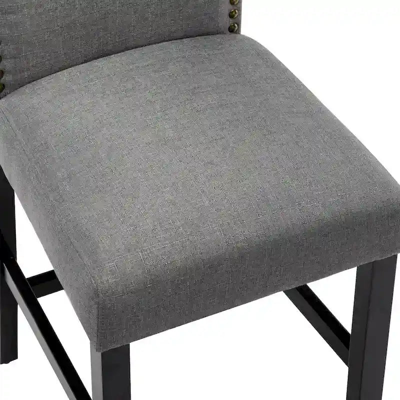Set of 2 Counter Height Bar Stools with Back - 24-Inch Fabric Upholstered Design and Nailhead Trim 11