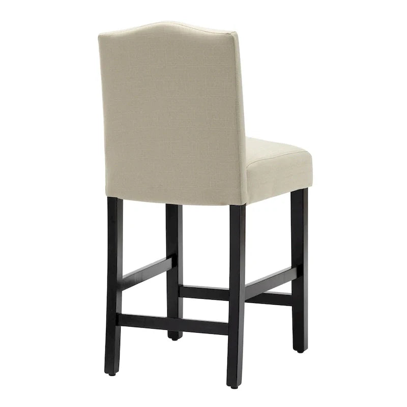 Set of 2 Counter Height Bar Stools with Back - 24-Inch Fabric Upholstered Design and Nailhead Trim 18