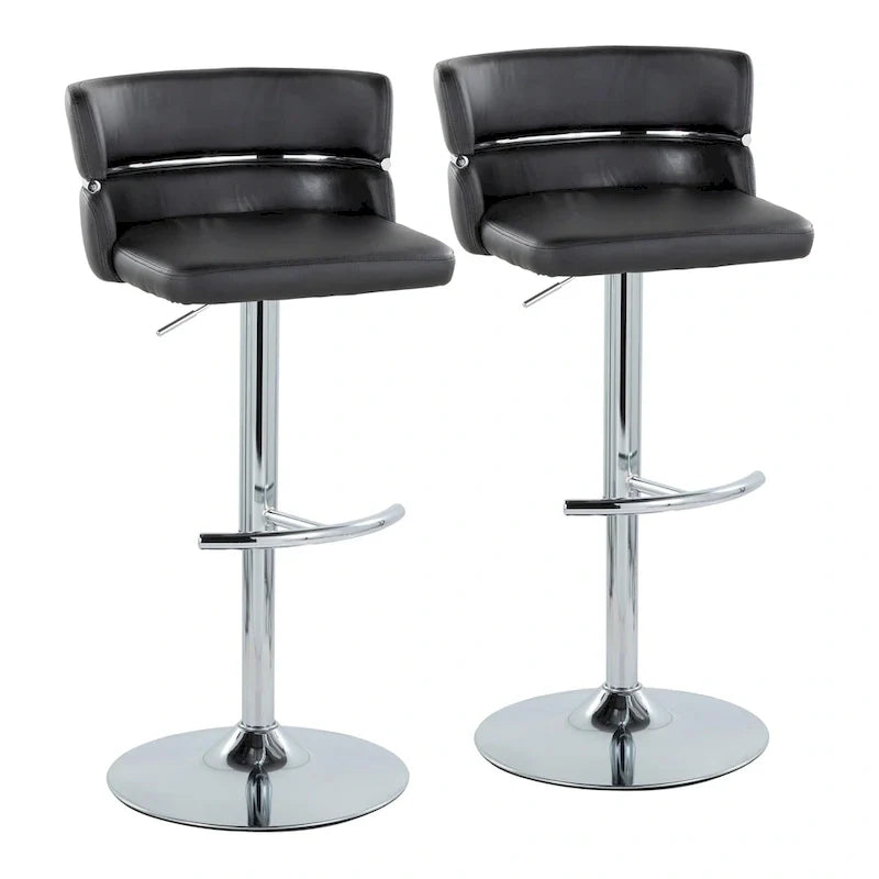 Set of 2 Silver Orchid Lena Adjustable Bar Stools with Rounded T Footrest