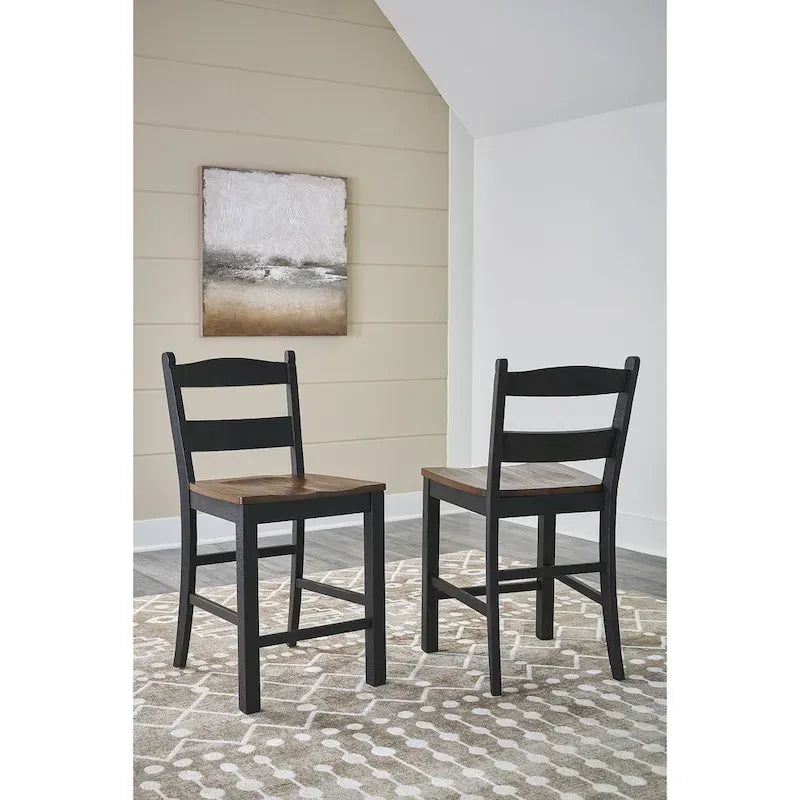 Signature Design by Ashley Valebeck Black and Brown Counter Height Barstool - Dimensions: 20W x 22D x 39H
