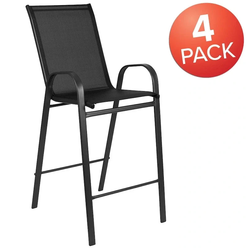 Set of 4 Outdoor Barstools with Flexible Comfort Material - Patio Seating 3