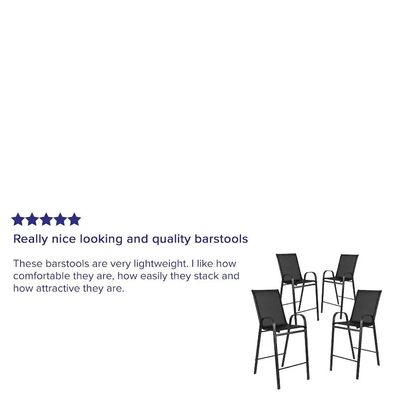 Set of 4 Outdoor Barstools with Flexible Comfort Material - Patio Seating 5