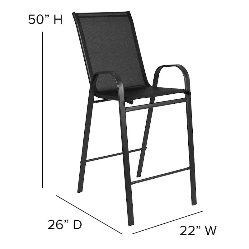 Set of 4 Outdoor Barstools with Flexible Comfort Material - Patio Seating 7
