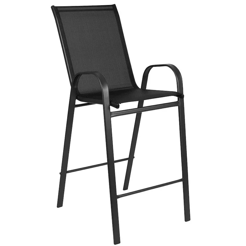 Set of 4 Outdoor Barstools with Flexible Comfort Material - Patio Seating 14