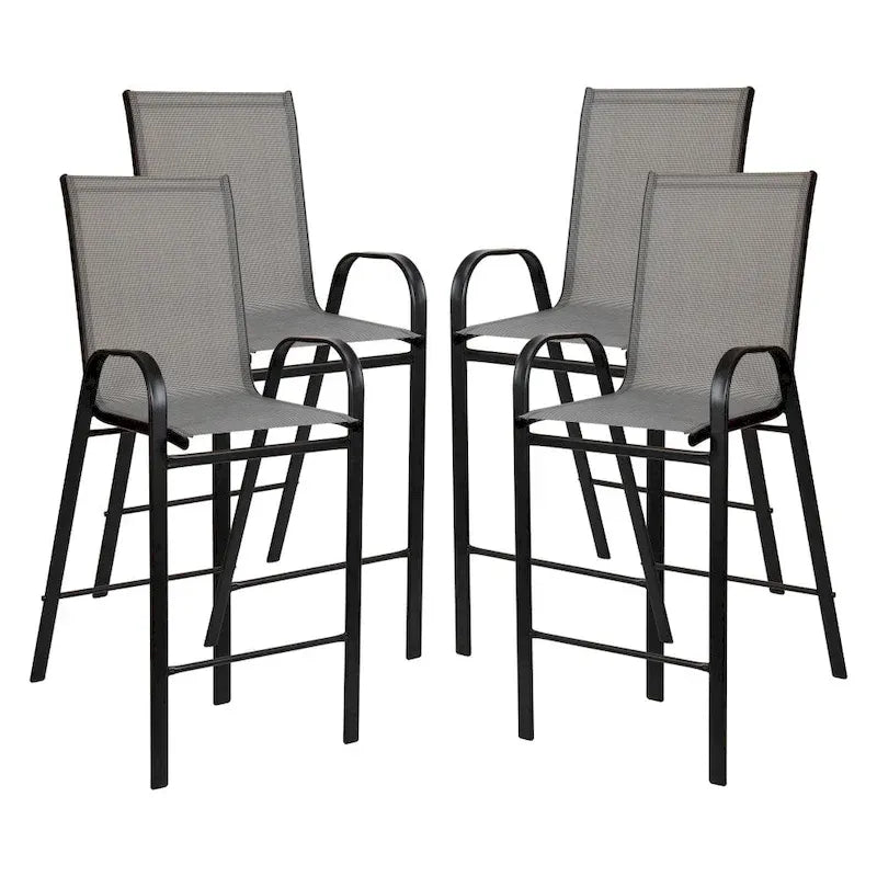 Set of 4 Outdoor Barstools with Flexible Comfort Material - Patio Seating 17