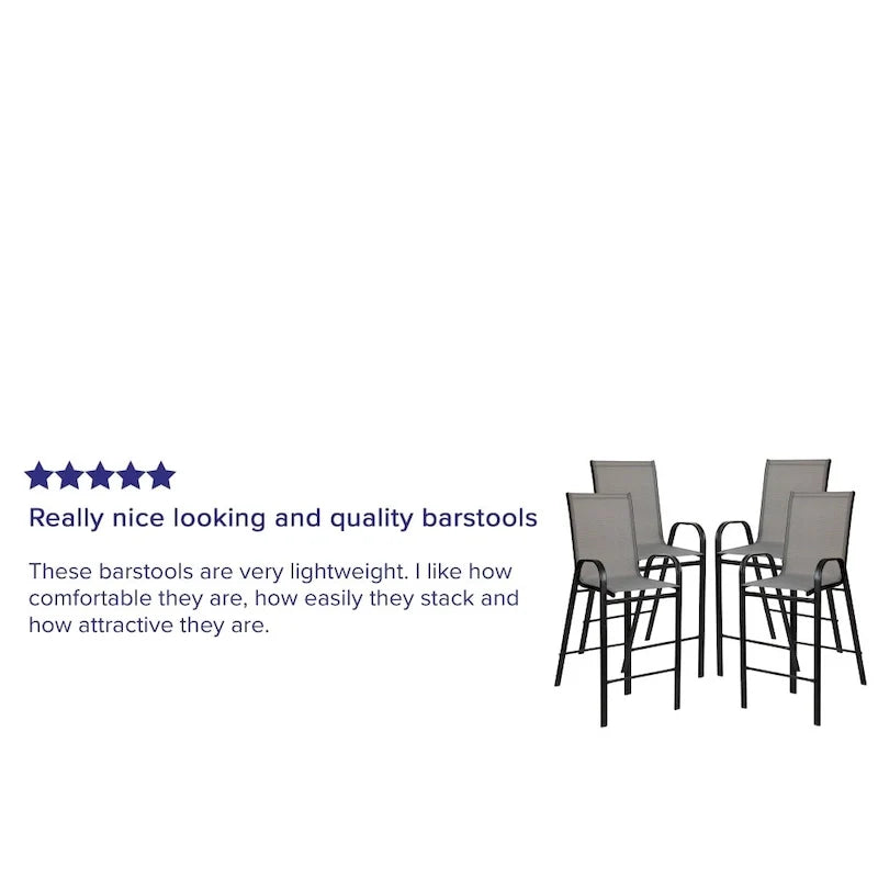 Set of 4 Outdoor Barstools with Flexible Comfort Material - Patio Seating 18