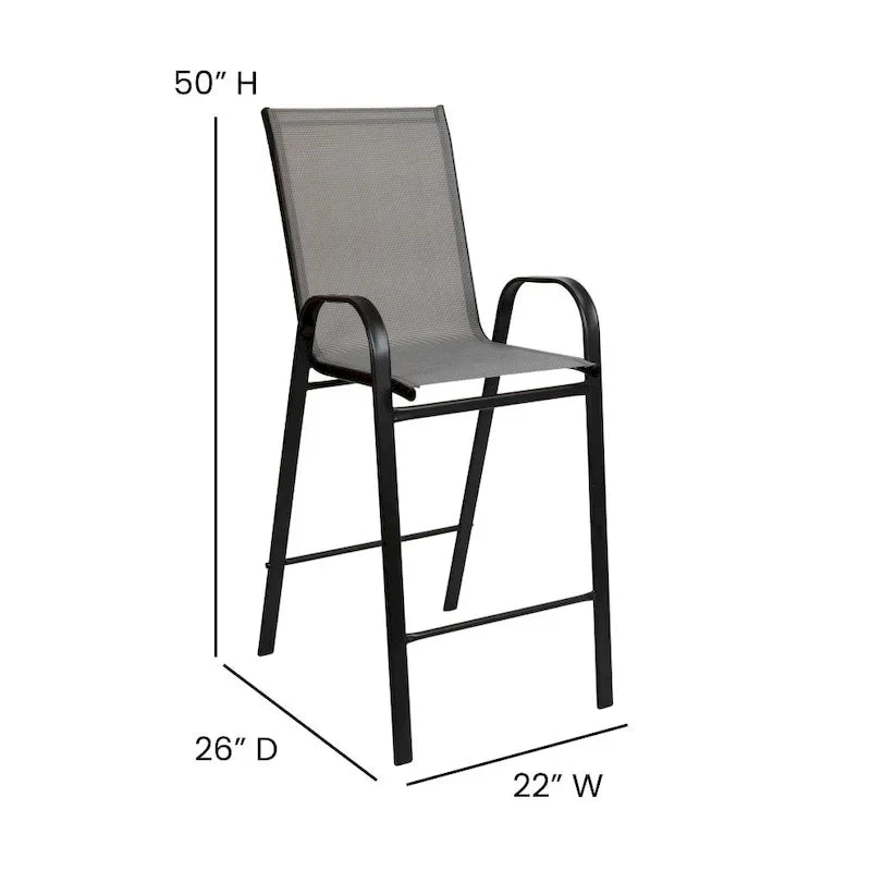 Set of 4 Outdoor Barstools with Flexible Comfort Material - Patio Seating 20