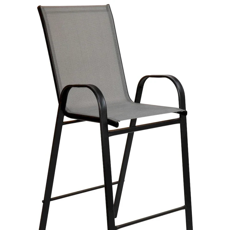 Set of 4 Outdoor Barstools with Flexible Comfort Material - Patio Seating 21