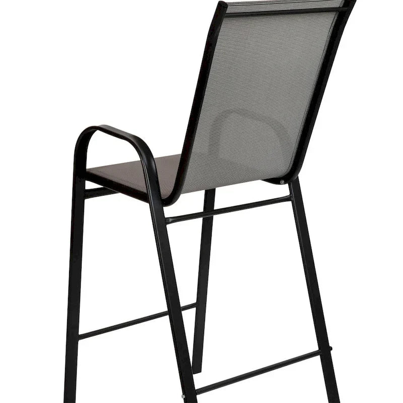 Set of 4 Outdoor Barstools with Flexible Comfort Material - Patio Seating 22