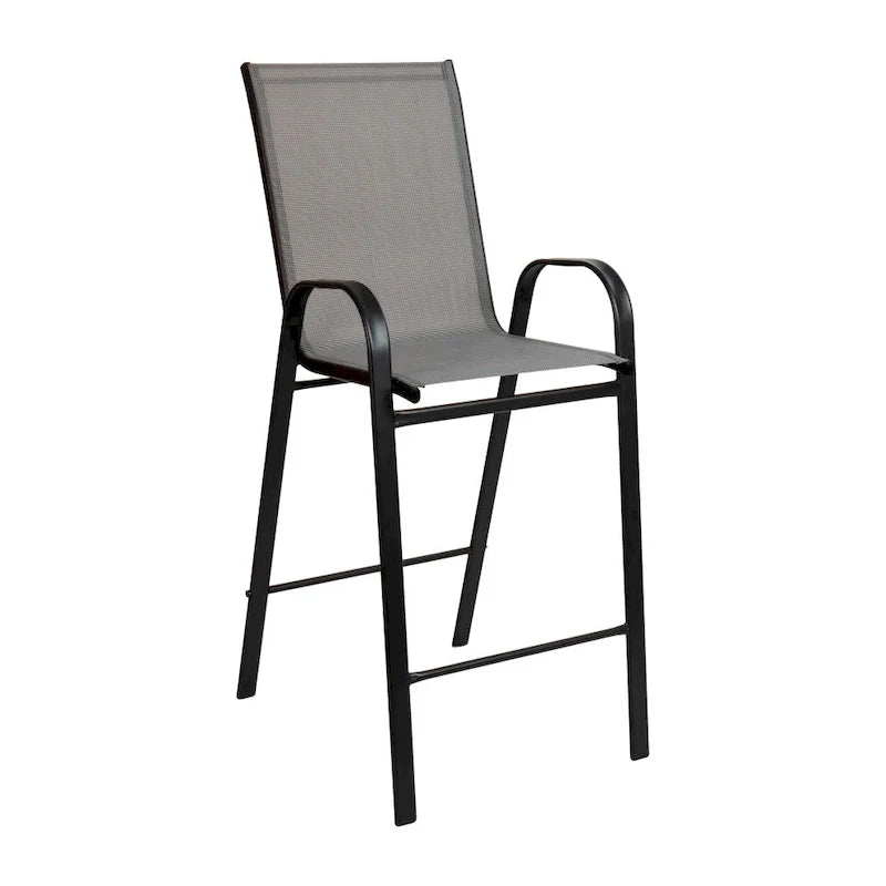 Set of 4 Outdoor Barstools with Flexible Comfort Material - Patio Seating 26
