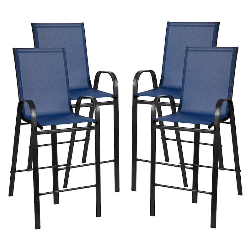 Set of 4 Outdoor Barstools with Flexible Comfort Material - Patio Seating 30