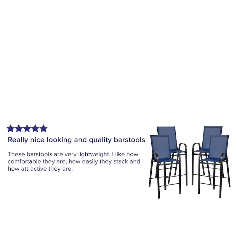 Set of 4 Outdoor Barstools with Flexible Comfort Material - Patio Seating 31
