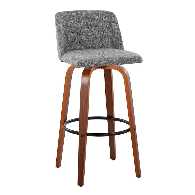 Set of 2 Carson Carrington Vallberga 30-Inch Fixed-Height Bar Stools with Walnut Wood Base 32