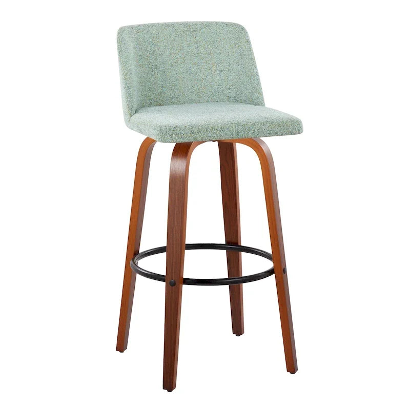Set of 2 Carson Carrington Vallberga 30-Inch Fixed-Height Bar Stools with Walnut Wood Base 33