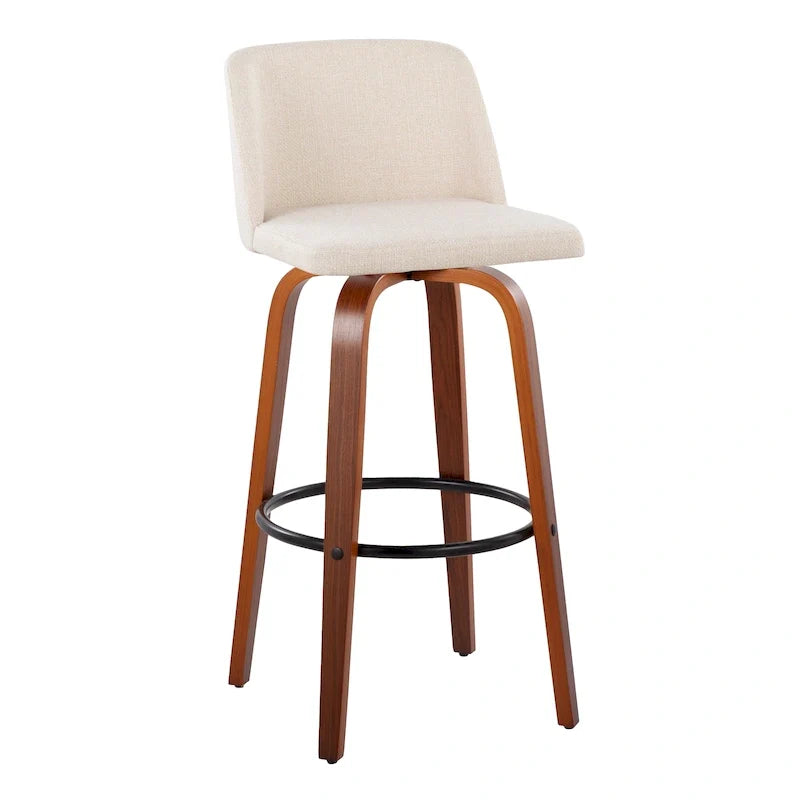 Set of 2 Carson Carrington Vallberga 30-Inch Fixed-Height Bar Stools with Walnut Wood Base 34