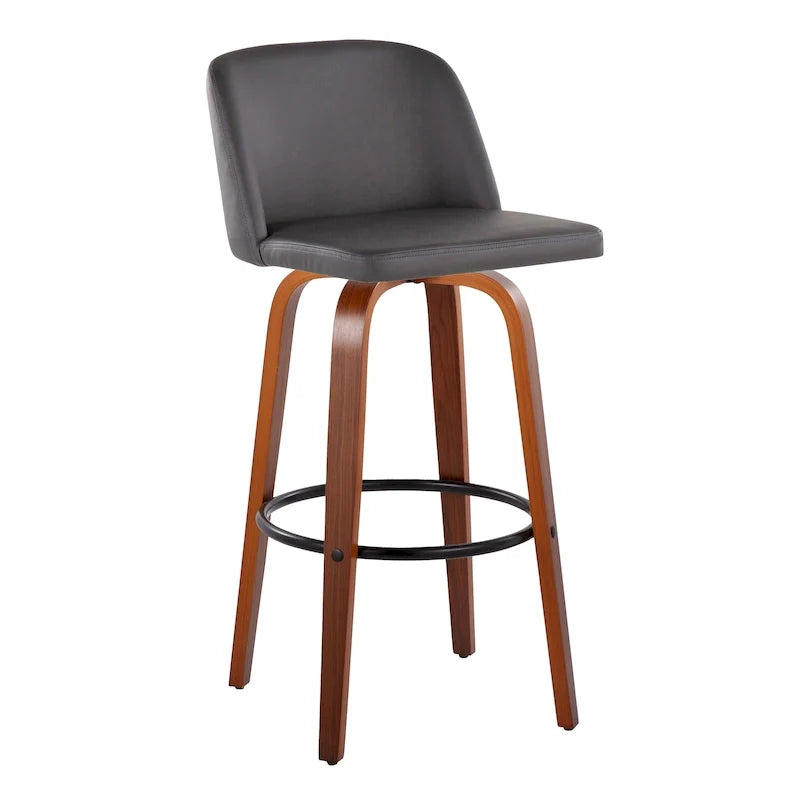 Set of 2 Carson Carrington Vallberga 30-Inch Fixed-Height Bar Stools with Walnut Wood Base 35