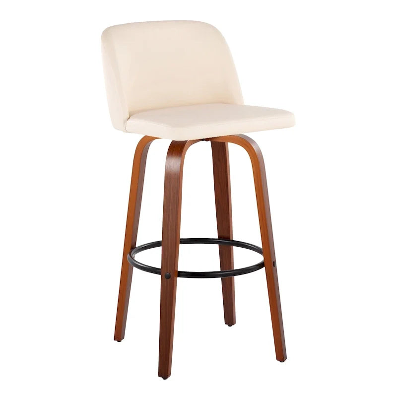 Set of 2 Carson Carrington Vallberga 30-Inch Fixed-Height Bar Stools with Walnut Wood Base 36