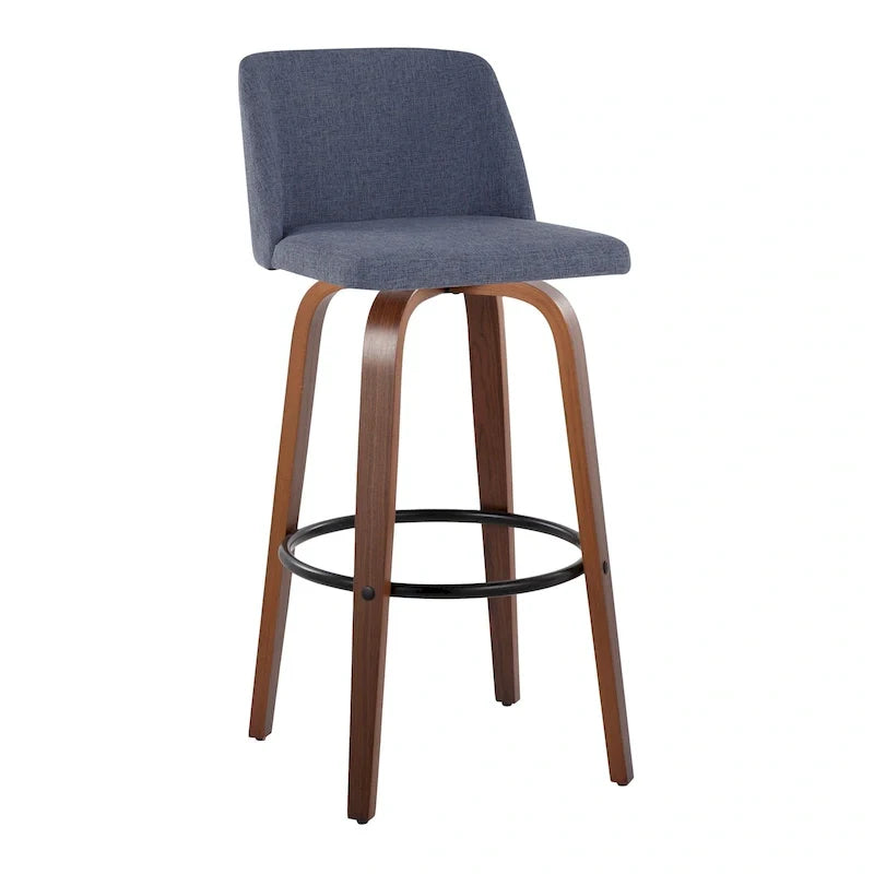 Set of 2 Carson Carrington Vallberga 30-Inch Fixed-Height Bar Stools with Walnut Wood Base 37