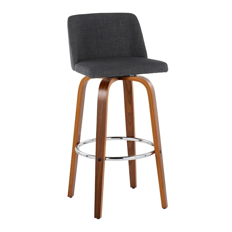 Set of 2 Carson Carrington Vallberga 30-Inch Fixed-Height Bar Stools with Walnut Wood Base 38
