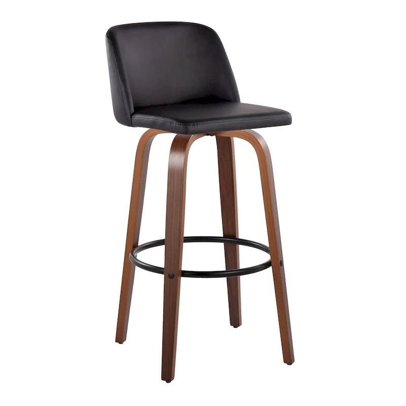 Set of 2 Carson Carrington Vallberga 30-Inch Fixed-Height Bar Stools with Walnut Wood Base 40