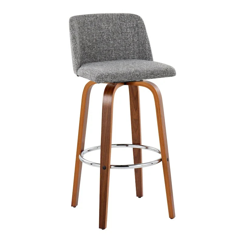 Set of 2 Carson Carrington Vallberga 30-Inch Fixed-Height Bar Stools with Walnut Wood Base 42
