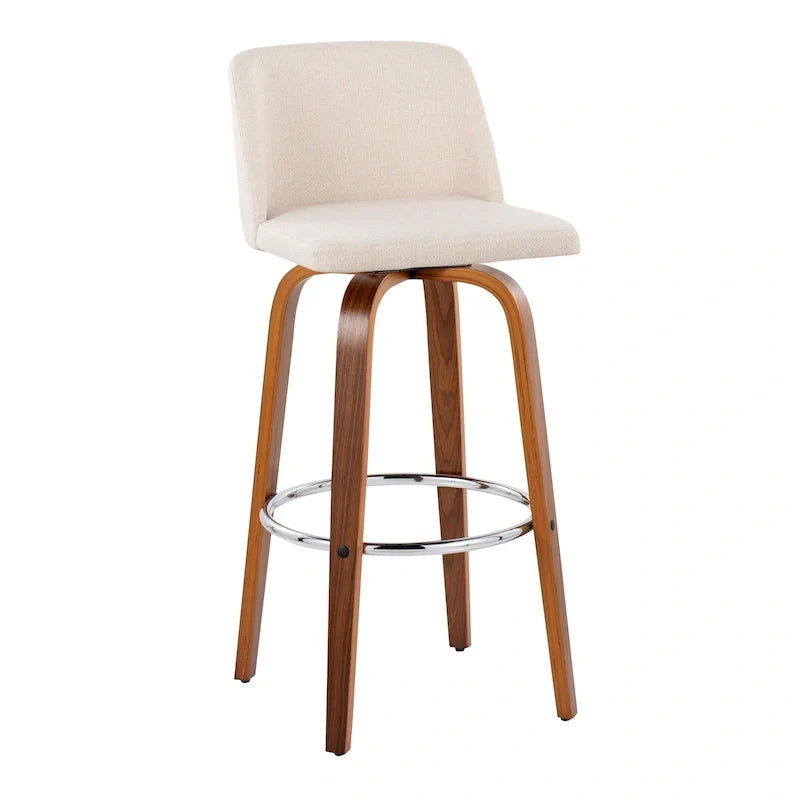 Set of 2 Carson Carrington Vallberga 30-Inch Fixed-Height Bar Stools with Walnut Wood Base 43