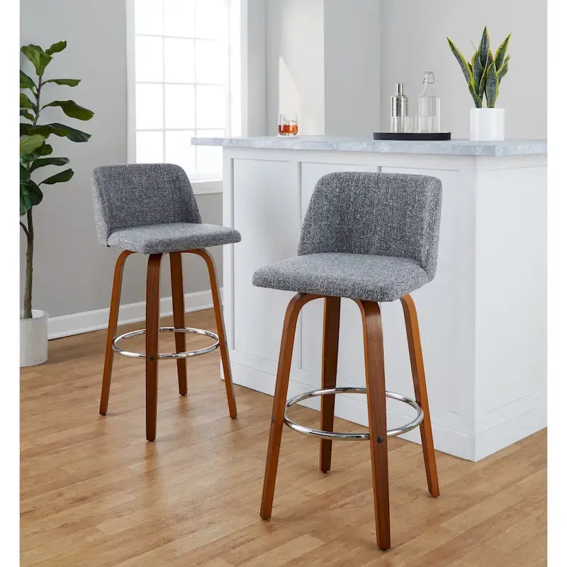Set of 2 Carson Carrington Vallberga 30-Inch Fixed-Height Bar Stools with Walnut Wood Base 1