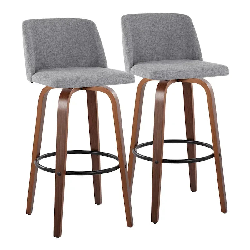 Set of 2 Carson Carrington Vallberga 30-Inch Fixed-Height Bar Stools with Walnut Wood Base 9