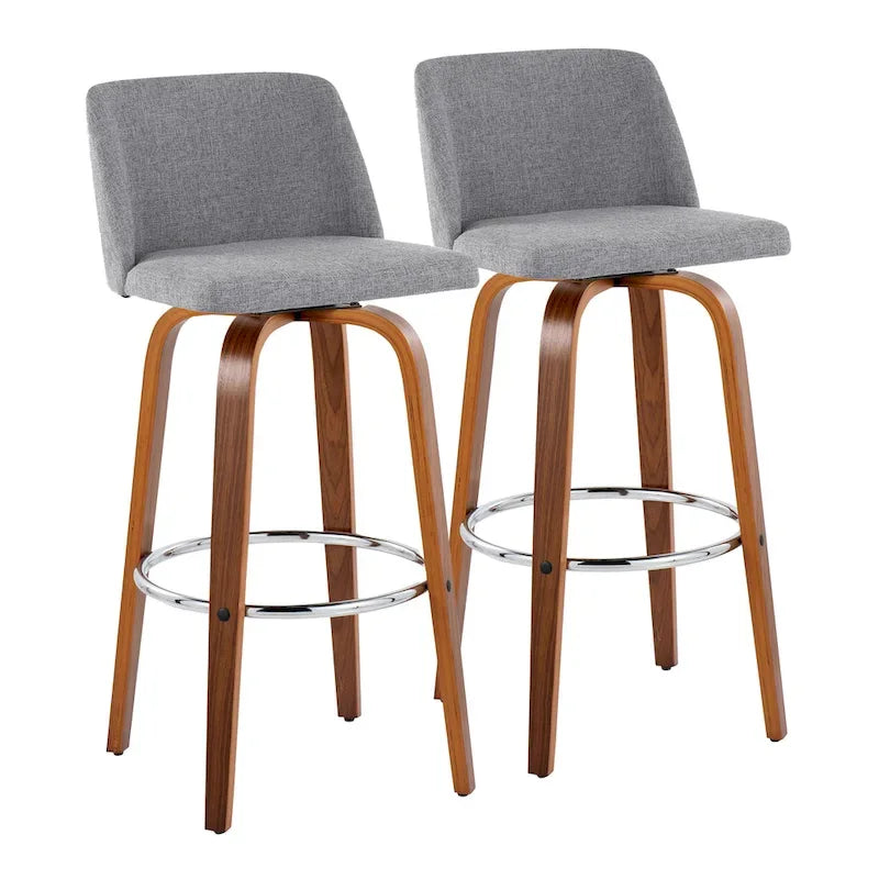 Set of 2 Carson Carrington Vallberga 30-Inch Fixed-Height Bar Stools with Walnut Wood Base 10