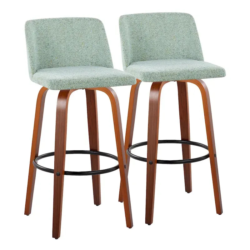 Set of 2 Carson Carrington Vallberga 30-Inch Fixed-Height Bar Stools with Walnut Wood Base 11