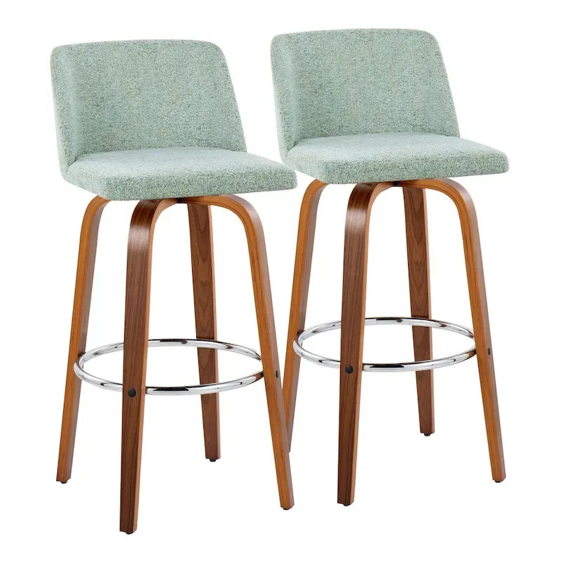 Set of 2 Carson Carrington Vallberga 30-Inch Fixed-Height Bar Stools with Walnut Wood Base 12