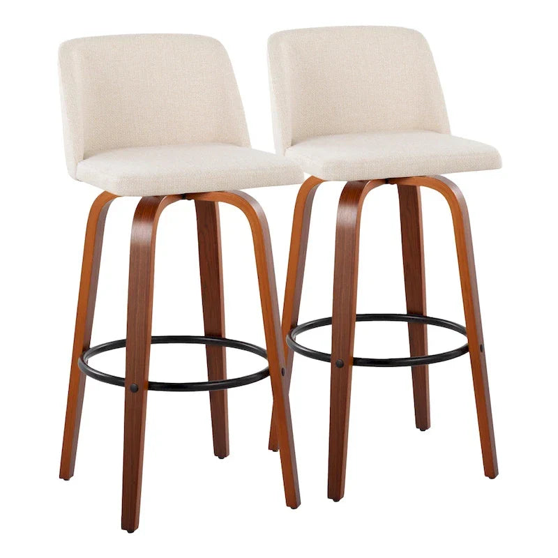Set of 2 Carson Carrington Vallberga 30-Inch Fixed-Height Bar Stools with Walnut Wood Base 13