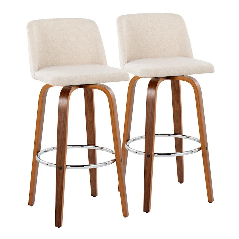 Set of 2 Carson Carrington Vallberga 30-Inch Fixed-Height Bar Stools with Walnut Wood Base 14