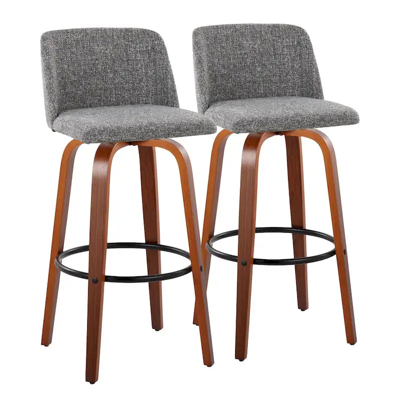 Set of 2 Carson Carrington Vallberga 30-Inch Fixed-Height Bar Stools with Walnut Wood Base 15