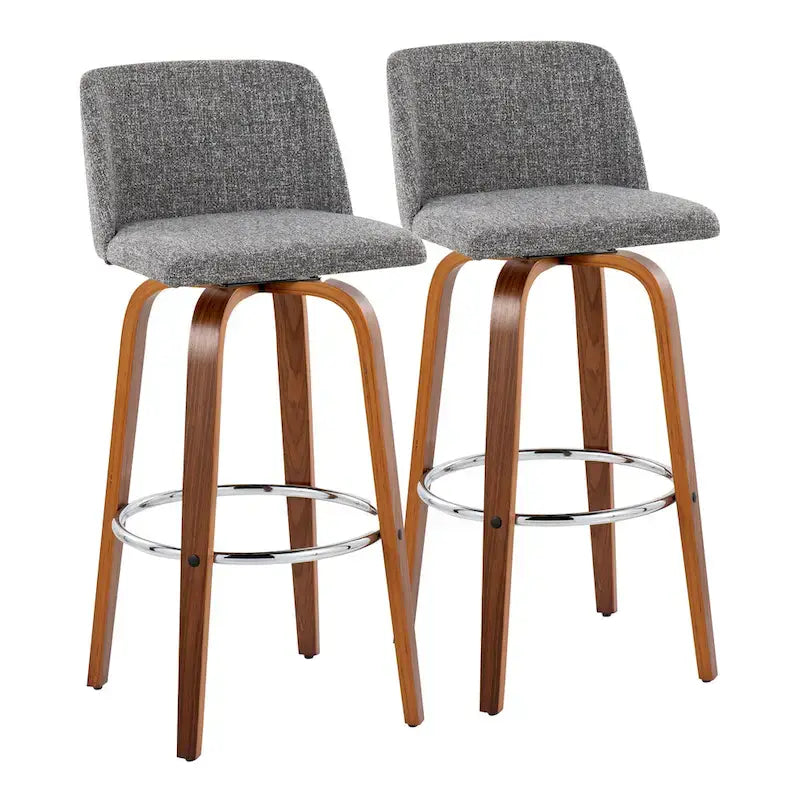 Set of 2 Carson Carrington Vallberga 30-Inch Fixed-Height Bar Stools with Walnut Wood Base 16